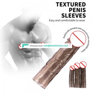 3 Sizes Elasticity Extender Textured Penis Enhancing Sleeve Extension Cock Enlarge Condom Sheath Delay Ejaculation Men Toys