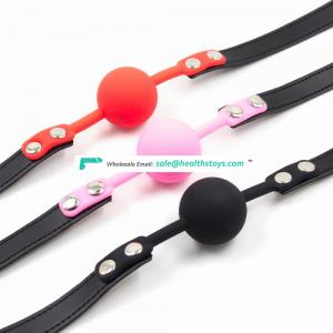 4 Colors New Design High Quality Black Leather Belt Sew Thread Silicone Ball Gag Mouth Gag With Lock