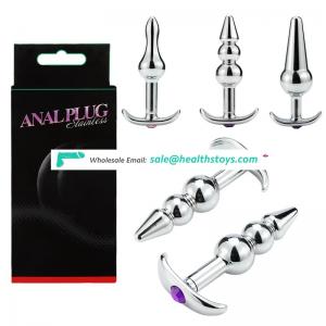 4pcs Different Size Set Stainless Steel Diamond Jeweled Toys Anal Butt Play Plug Women