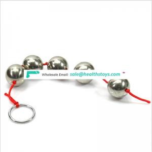 5 Balls Stainless Steel Hollow Balls With Red Line Stimulating Expand Extra Long Anal Butt Beads Plug