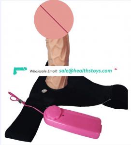 Adjustable Penis Sleeve Nylon Strap On Lesbian Sex Aid Harness With Hollow Insertable Silicone Dildo Chastity Device