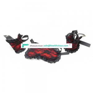 BDSM Tiny Adult Under Bed Toy Embossed Flower Lace Novelty Nice Sexy Blindfold Eye Mask Handcuffs Wrist Cuffs
