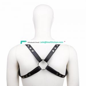Black Leather Adjustable Body Harness Back Bondage Restraint Costume