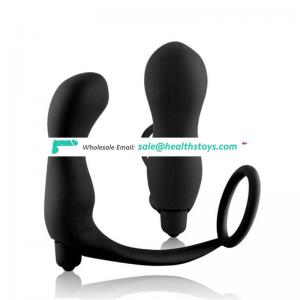 Chinese Medical Body-safe Cock Ring With Anal Butt Plug Tail