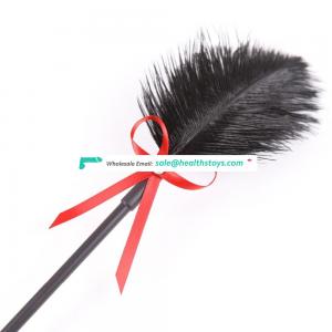 Enjoy Ostrich Feather With Beautiful Red Kindky Bowknot Ribbon BDSM Flirting Fetish Toy Slapper Bondage Tickler Paddle
