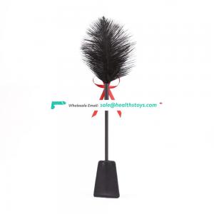 Enjoy Ostrich Feather With Beautiful Red Kindky Bowknot Ribbon BDSM Flirting Fetish Toy Slapper Bondage Tickler Paddle
