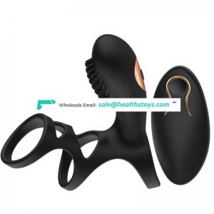 Funny use powerful functions electric massage brush wireless male wearing cock design rings