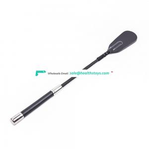 Glass Fiber And Dual-layer Real Black Leather Bondage Teaching Crop Spanking Paddle