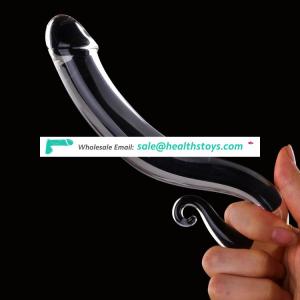 High Stimulating Glass Dildo/ Butt Plug with Handle Massager Penis Shape Women Pussy Masturbation Sex Toy