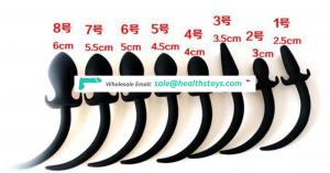 NEWEST On Sale 8Pcs Set Full Silicone Tail Anal Plug Different Size Butt Plug Black Tadpole Shape Ass Masturbation Sex Toy