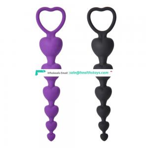 New Arrival Silicone  Sex Anal BeadsHeart Shape Butt Plug Beads