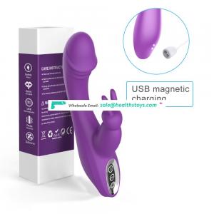 New USB magnetic rechargeable G-spot vibrating rabbit ear dildo