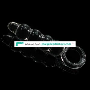 O-ring Handle 4 Bulbs Beads For Woman Man Great Pleasure Nipple Long Glass Anal Butt Mssager