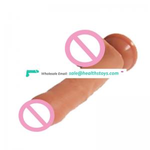 Top selling  double layered huge realistic dildos for women elastic silicone dildo artificial penis with suction cup