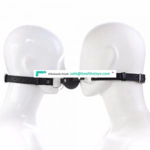 Two Person Use Same Time Special Black Silicone Ball Gag Two Leather Belts Mouth Gag For Couples Tiny Funny Flirting Adult Toy