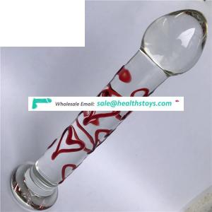 red love Pyrex glass dildo  for lesbian Prostate G SPOT Massager sex toy for women or men