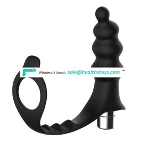 China Factory Multi Speeds Silicone Anal Cock Ring Vibrator for Men P Spot Orgasm