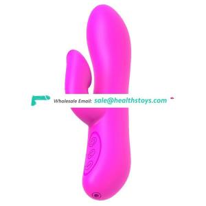Full silicone USB rechargeable sucking double vibration 12 frequency G spot vibrator sex toy