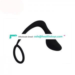 Hot Selling Anal Plug Black Silicone Prostate Stimulator with Cock Ring