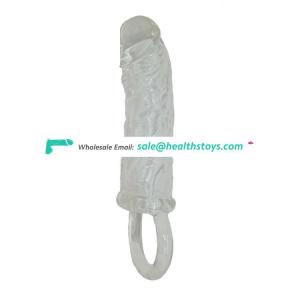 Hot sell sex toy for men penis extension cock sleeve condom reusable stretching