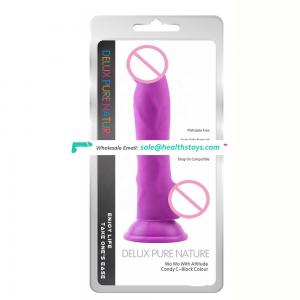 Hot selling 23cm/9in colorful deluxe dildo full medical silicone dildo penis with mushroom head sex toy for women