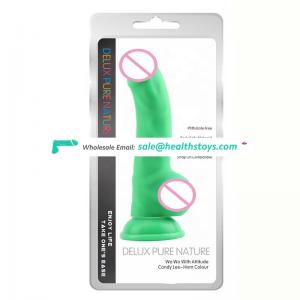 Popular 8.5in green color phthalate free seamless silicone strap on compatible realistic artificial dildo adult sex toys