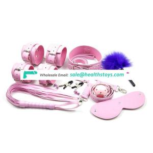 Sakura pink full leather bondage sets sexy accessories for young couples sex products
