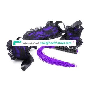 Sexy Lace Bondage Restraint Set Eye Mask Handcuffs Silicone Whip Erotic Accessories for Couples