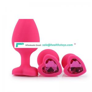 Silicone love heart shape anal butt plug sex product