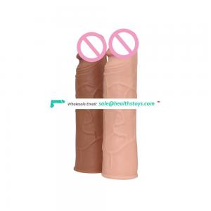 Soft silicone sex toy big penis pump extension sleeve