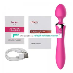 Two motors magic wand dildo vibrator massager with usb rechargable sex toy